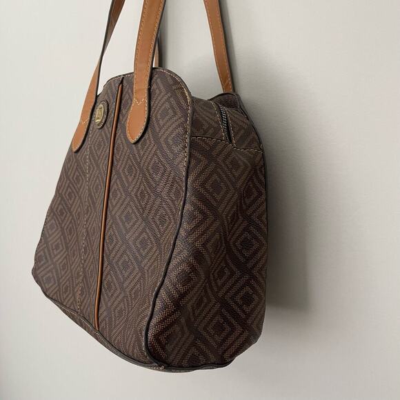 Liz Clayborne Geometric Brown Medium Envelope Handbag Shoulder Purse with Straps - Picture 12 of 13